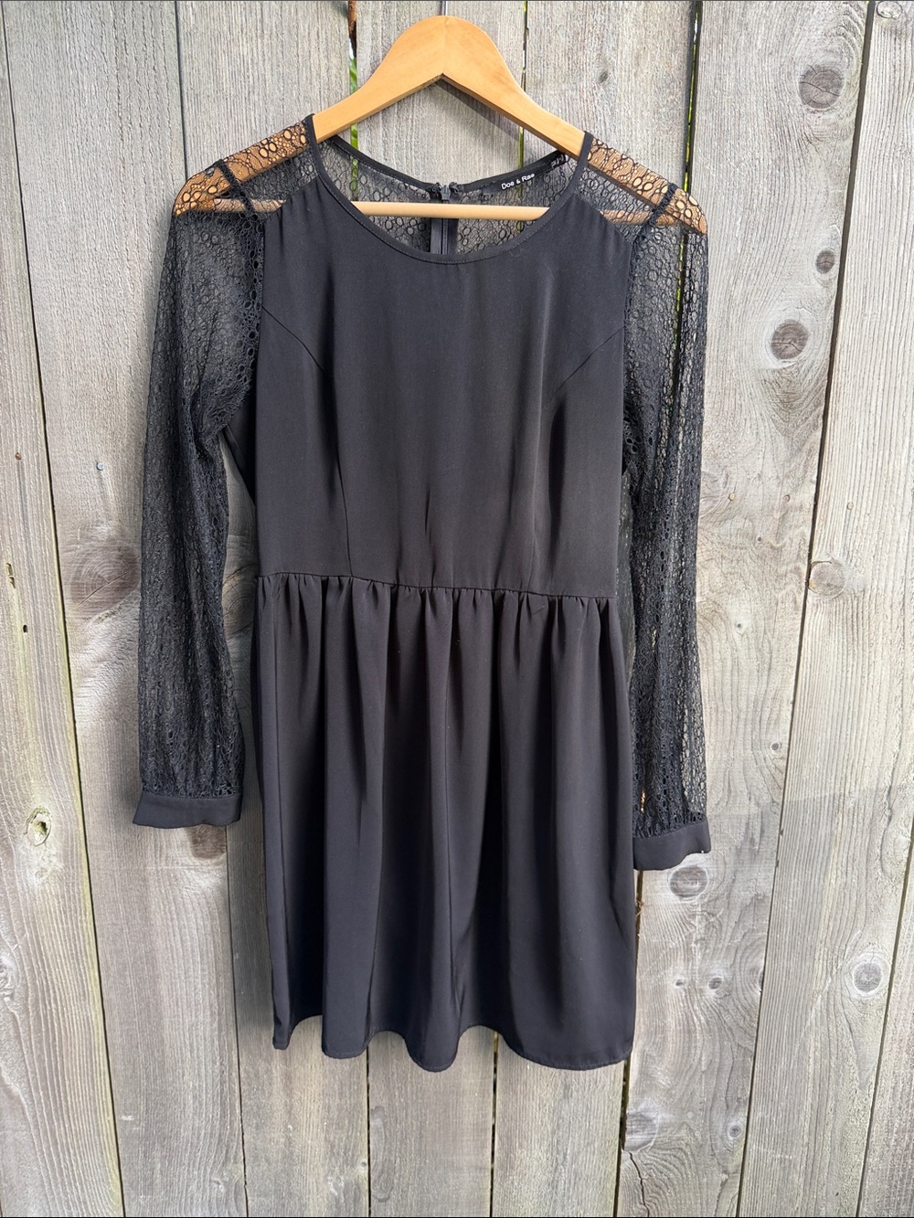 Doe & Rae Black Long Sleeve Lace Dress